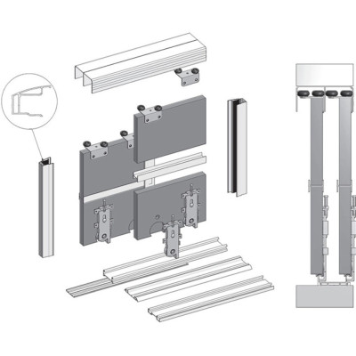 System drzwi przesuwnych 3m / 3sk Super Duo 300 Bimak (zestaw na 3 skrzydła) kolor aluminium System drzwi przesuwnych 3m / 3sk Super Duo 300 Bimak (zestaw na 3 skrzydła) kolor aluminium