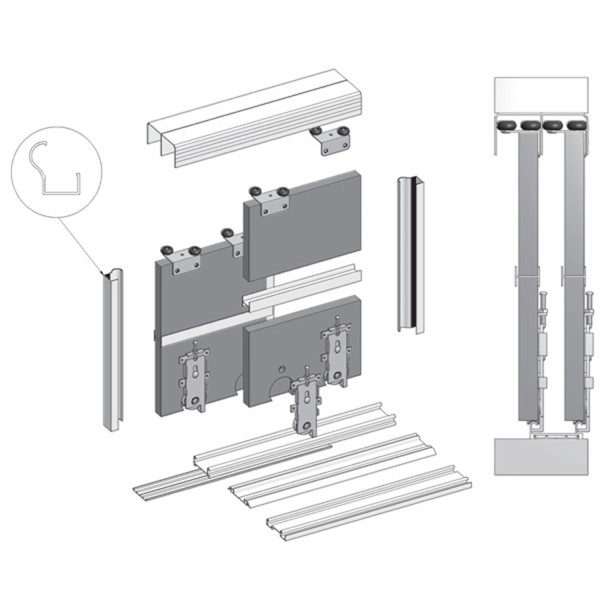 System drzwi przesuwnych 2m / 2sk  Euro 200 Bimak (zestaw na 2 skrzydła) kolor aluminium