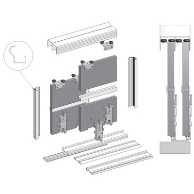 System drzwi przesuwnych 3m / 3sk Euro 300 Bimak (zestaw na 3 skrzydła) kolor aluminium System drzwi przesuwnych 3m / 3sk Euro 300 Bimak (zestaw na 3 skrzydła) kolor aluminium