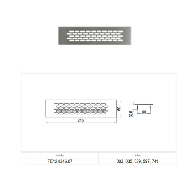 Kratka wentylacyjna 60x245mm kolor biały