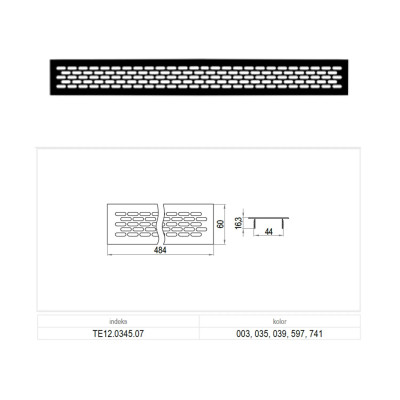 Kratka wentylacyjna 60x484mm kolor Inox