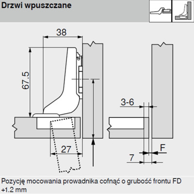 Zawias meblowy Clip Top Blum 71M2750 110st (drzwi wpuszczane) Zawias meblowy Clip Top Blum 71M2750 110st (drzwi wpuszczane)