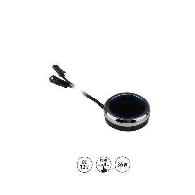 Włącznik meblowy LED przyciskowy ze ściemniaczem W04 - czarny/chrom. Włącznik meblowy LED przyciskowy ze ściemniaczem W04 - czarny/chrom.