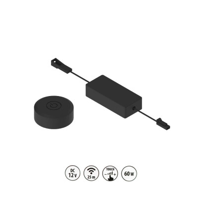 Włącznik meblowy dotykowy, bezprzewodowy ze ściemniaczem W08 12V DC, 60W - czarny.