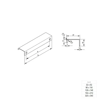 Uchwyt krawędziowy FE8 148/128  aluminium