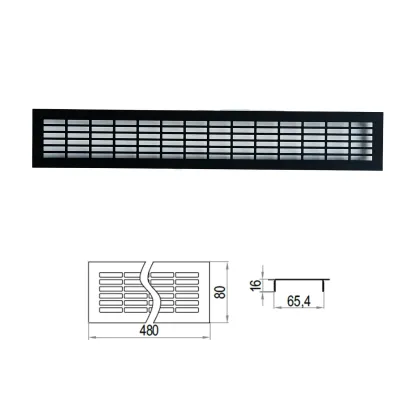 Kratka wentylacyjna 80x480mm kolor czarny mat