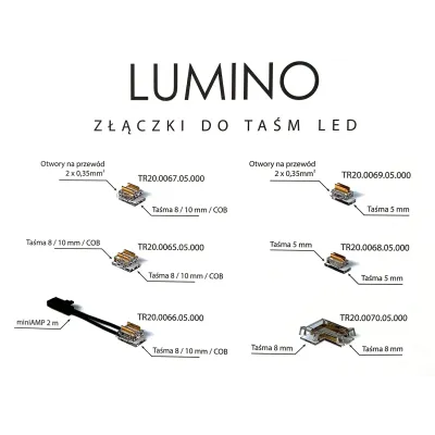 LUMINO Złączka zaciskana, taśma 8mm/10mm-przewód miniAmp 2m TR20.0066.05.000