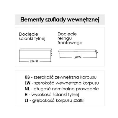 Comfort Box szuflada wewnętrzna H-84, H-135, H-199 front metalowy L-1100mm biały. Comfort Box szuflada wewnętrzna H-84, H-135, H-199 front metalowy L-1100mm biały.