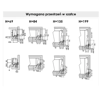 Comfort Box Plus H84 L500 . srebrny/szary Rejs