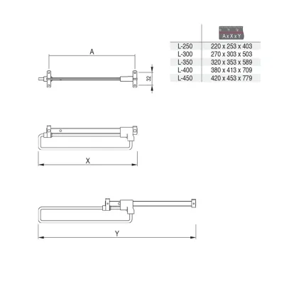 Wieszak wysuwany wysuwny L-300 Wieszak wysuwany wysuwny L-300