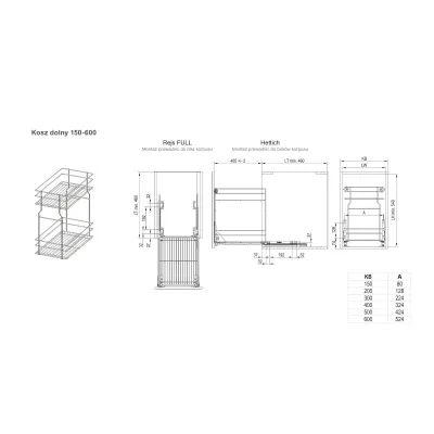 Kosz Cargo mini dolny dwupoziomowy 500 L-450 efekt chrom Rejs Kosz Cargo mini dolny dwupoziomowy 500 L-450 efekt chrom Rejs