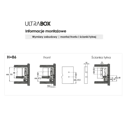 Szuflada Ultra Box H86, L300 . Grafit Rejs