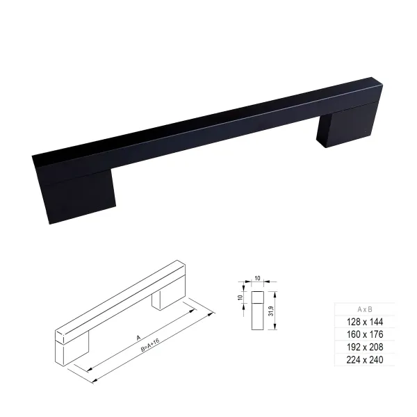 Uchwyt meblowy AR33 176/160 czarny mat