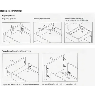 Szuflada Hafele Matrix S Slim niska biała H84 L450 Szuflada Hafele Matrix S Slim niska biała H84 L450