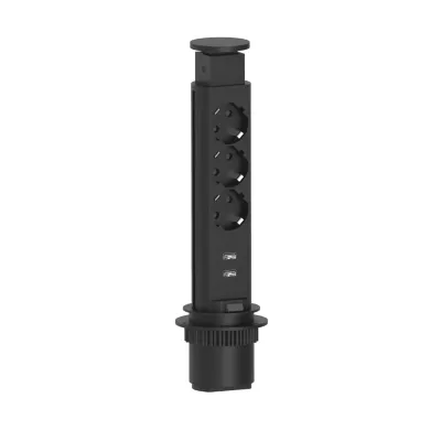 Przedłużacz biurkowy Elektrima (tubus wpuszczany okrągły) fi 60mm (3x230V+ 2 x USB) Przedłużacz biurkowy Elektrima (tubus wpuszczany okrągły) fi 60mm (3x230V+ 2 x USB)