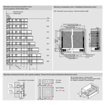 Szuflada wysoka soft close system box biały Amix SB14 HD-500/3D l-500, h-238 Szuflada wysoka soft close system box biały Amix SB14 HD-500/3D l-500, h-238