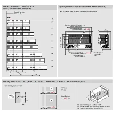 Szuflada średnia soft close system box biały Amix SB12 HD-500/3D l-500, h-126 Szuflada średnia soft close system box biały Amix SB12 HD-500/3D l-500, h-126