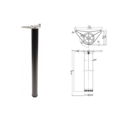 Noga meblowa fi-60 H-710 czarna GTV Noga meblowa fi-60 H-710 czarna GTV