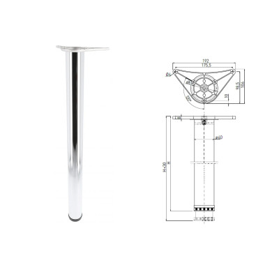 Noga meblowa fi-60 H-710 chrom GTV Noga meblowa fi-60 H-710 chrom GTV