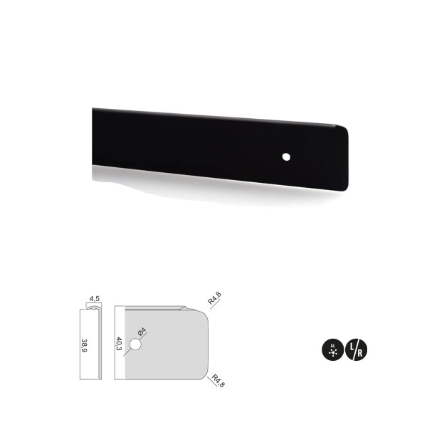 Listwa boczna blatu 38mm L-60cm lewa czarna AT-634