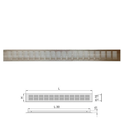 Kratka wentylacyjna 80x800mm kolor anoda nikiel szczotkowany A8 (złoty) Kratka wentylacyjna 80x800mm kolor anoda nikiel szczotkowany A8 (złoty)