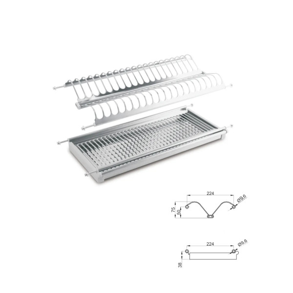 Ociekarka dwupoziomowa Prima do szafki 80 Inox