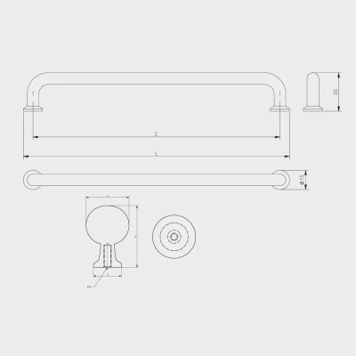 Uchwyt meblowy NORD C-128, L-146 czarny mat