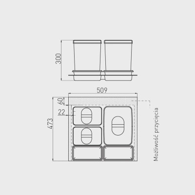 Pojemnik - kosz na odpady Multino 60 (1x15L+2x7L) H-300 GTV PB-91114100B5-A