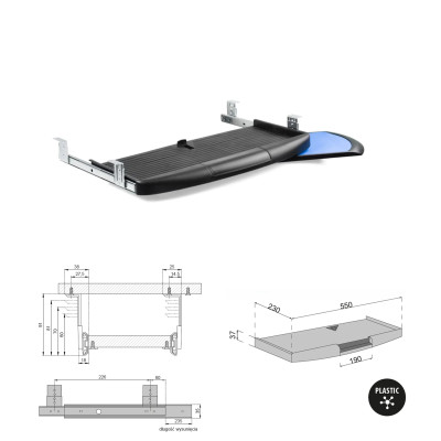 Półka pod klawiaturę ATM MS-196  biała