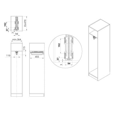 Wieszak wysuwany do szafy na ubrania Symphony WB-669B L-350 biały  (P1)