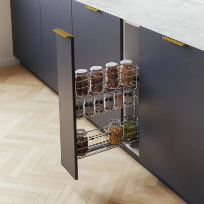 Kosz boczny Cargo mini 150 L-450  chrom + system jezdny Prawy (cichy domyk)