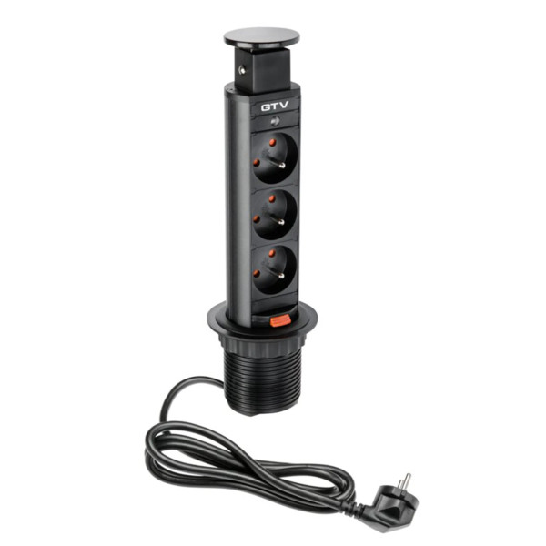 Tubus - Przedłużacz biurkowy wpuszczany z USB  (3x230V french) GTV AE-BPW3U60-20
