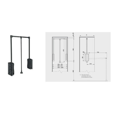 Pantograf hydrauliczny  GTV 545-700 antracyt