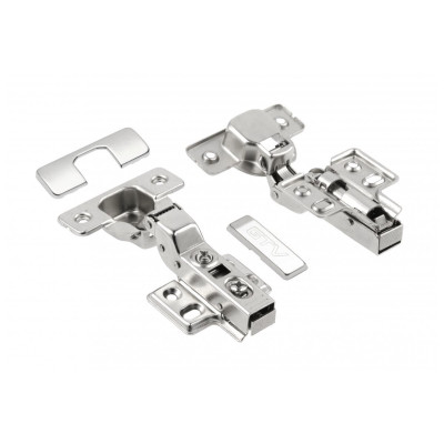 Zawias GTV SILEX półwpuszczany - bliźniaczy, prowadnik H-0 z 4 otworami bez euro, pakowany 2 szt. + zaślepki