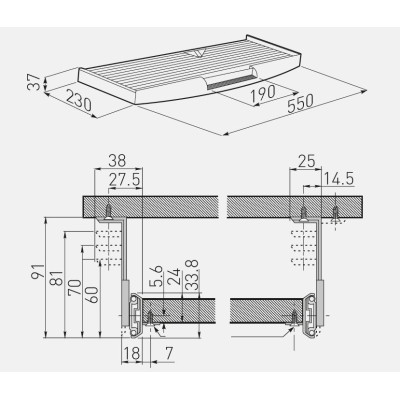 PÓŁKA POD KLAWIATURĘ I MYSZKĘ CZARNA GTV