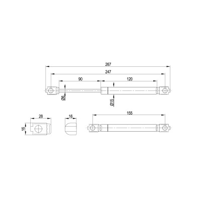 Podnośnik gazowy do frontów meblowych REJS 100N metal/tworzywo