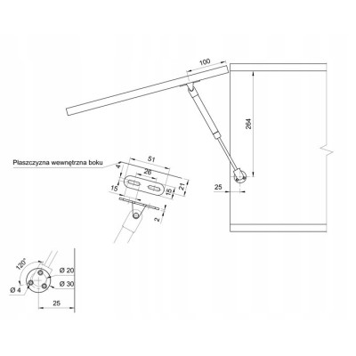 Podnośnik gazowy do frontów meblowych REJS 150N metal/tworzywo