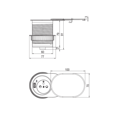 Gniazdo blatowe wpuszczane Elektrima Slider
