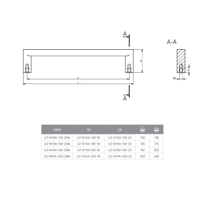 Uchwyt meblowy NYXA C-192 / L-202 kaszmir