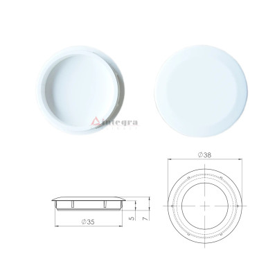 Zaślepka plastikowa do zamaskowania otworów Ø35mm w meblach Z4 kolor biały - 2szt