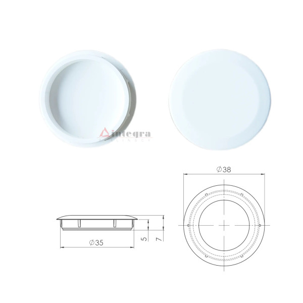 Zaślepka plastikowa do zamaskowania otworów Ø35mm w meblach Z4 kolor biały - 2szt