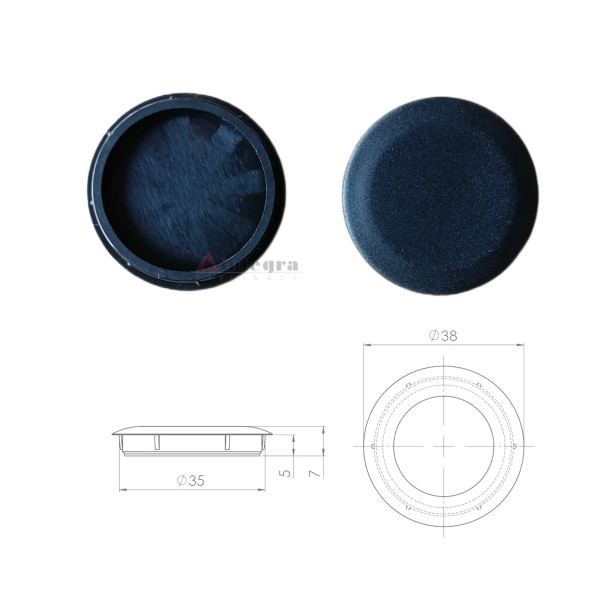 Zaślepka plastikowa do zamaskowania otworów Ø35mm w meblach Z4 kolor czarny - 2szt