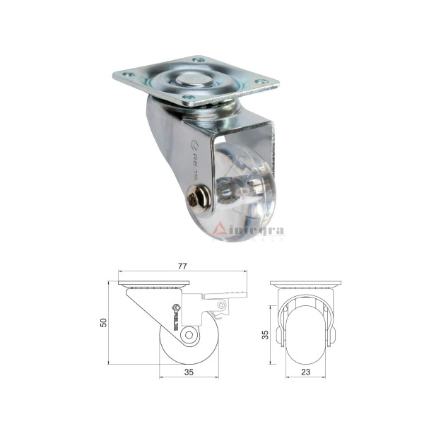 Kółko meblowe obrotowe Supra 35mm bez hamulca