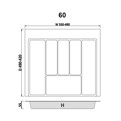 Wkład szufladowy MAX do szafki 60cm organizer na sztućce grafit REJS