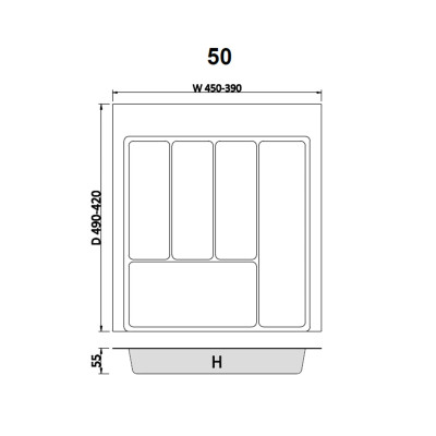 Wkład szufladowy MAX do szafki 50cm organizer na sztućce biały REJS