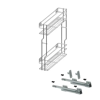 Kosz boczny Cargo mini 150 L-450  chrom + system jezdny Prawy (cichy domyk)