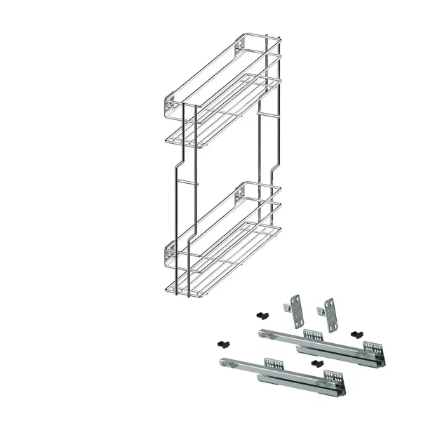 Kosz Cargo boczny 15cm 2p 150 L-450  chrom + system jezdny Prawy (cichy domyk)