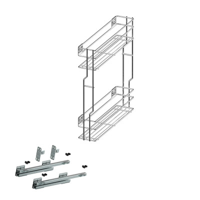 Kosz boczny Cargo mini 150 L-450  efekt chrom + system jezdny Lewy (cichy domyk)