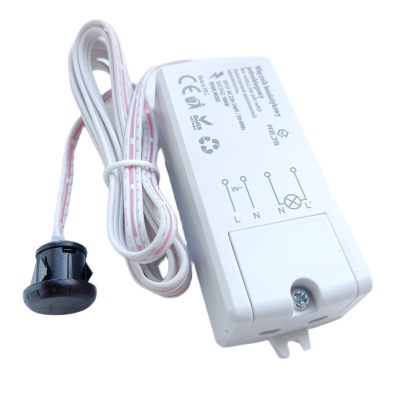 Włącznik meblowy bezdotykowy jednobiegowy W05 - czarny do szaf 230V, 500W.