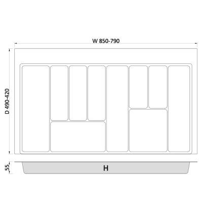 Wkład szufladowy MAX do szafki 90cm organizer na sztućce grafit REJS